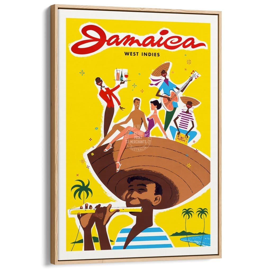 Jamaica Boy | West Indies A3 297 X 420Mm 11.7 16.5 Inches / Canvas Floating Frame - Natural Oak