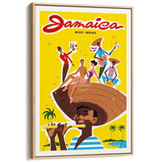 Jamaica Boy | West Indies A3 297 X 420Mm 11.7 16.5 Inches / Canvas Floating Frame - Natural Oak