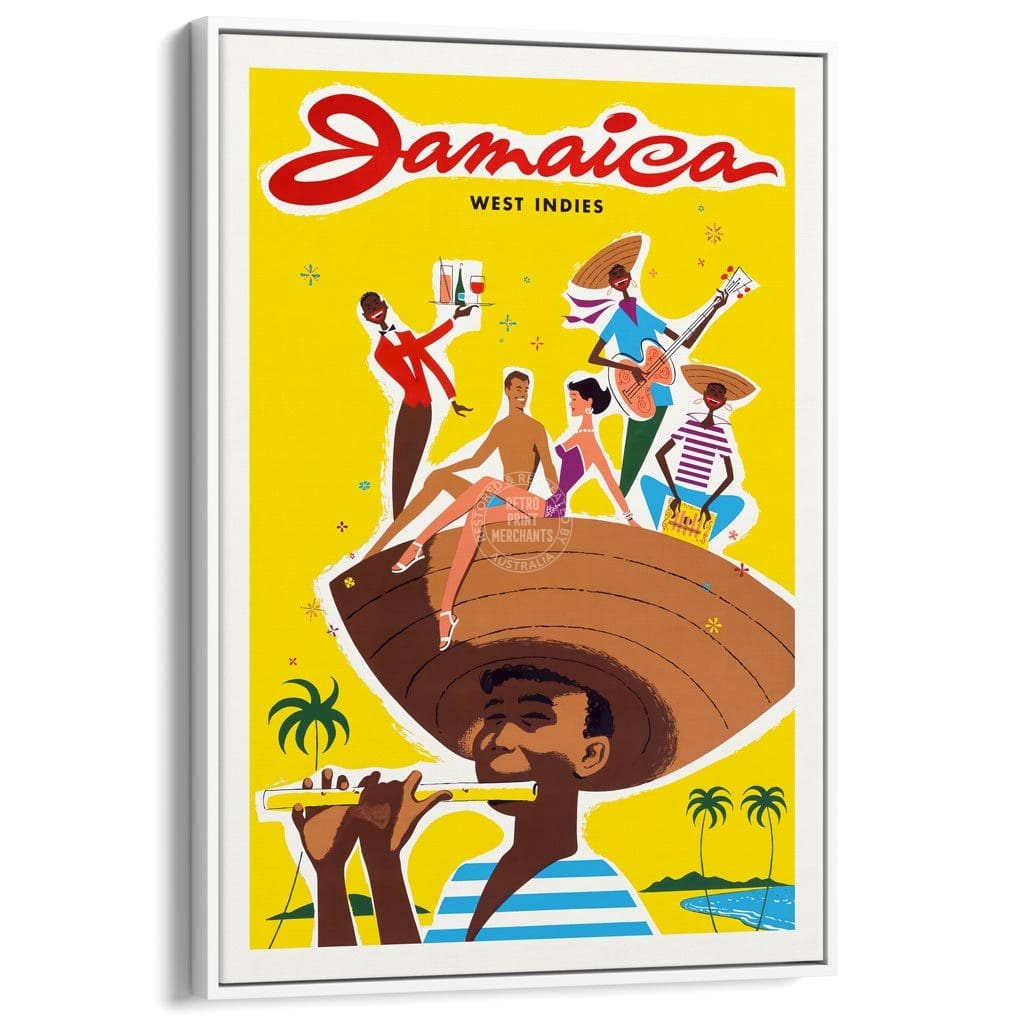 Jamaica Boy | West Indies A3 297 X 420Mm 11.7 16.5 Inches / Canvas Floating Frame - White Timber