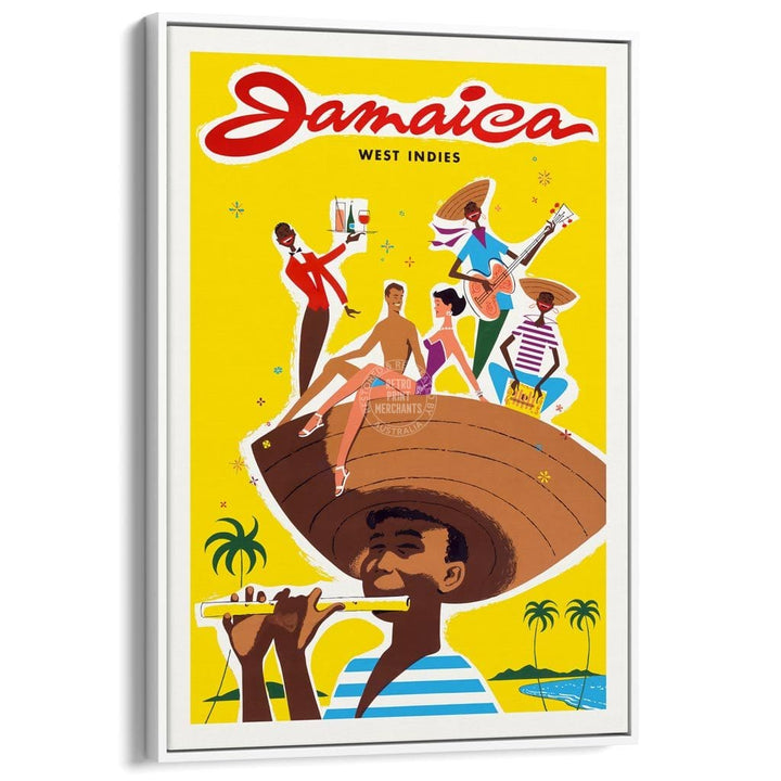 Jamaica Boy | West Indies A3 297 X 420Mm 11.7 16.5 Inches / Canvas Floating Frame - White Timber