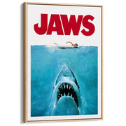 Jaws 1975 | Usa A3 297 X 420Mm 11.7 16.5 Inches / Canvas Floating Frame - Natural Oak Timber Print
