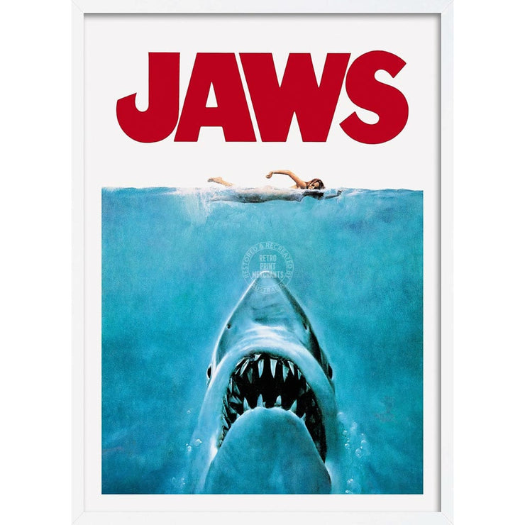 Jaws 1975 | Usa A3 297 X 420Mm 11.7 16.5 Inches / Framed Print - White Timber Art