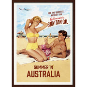 Johnsons Sun Tan Oil | Australia 422Mm X 295Mm 16.6 11.6 A3 / Dark Oak Print Art