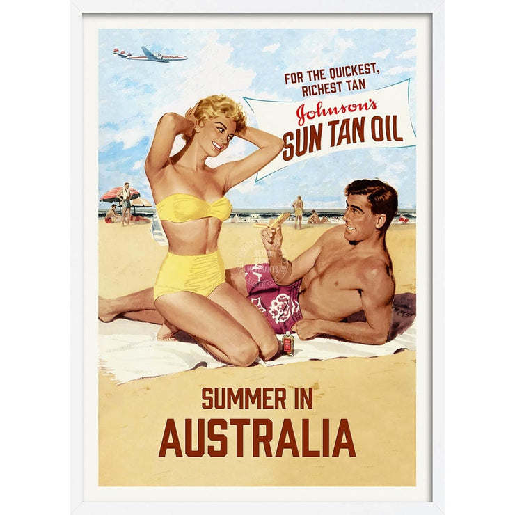 Johnsons Sun Tan Oil | Australia 422Mm X 295Mm 16.6 11.6 A3 / White Print Art