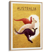 Kangaroos 1940 | Australia A3 297 X 420Mm 11.7 16.5 Inches / Canvas Floating Frame - Natural Oak