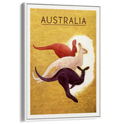 Kangaroos 1940 | Australia A3 297 X 420Mm 11.7 16.5 Inches / Canvas Floating Frame - White Timber