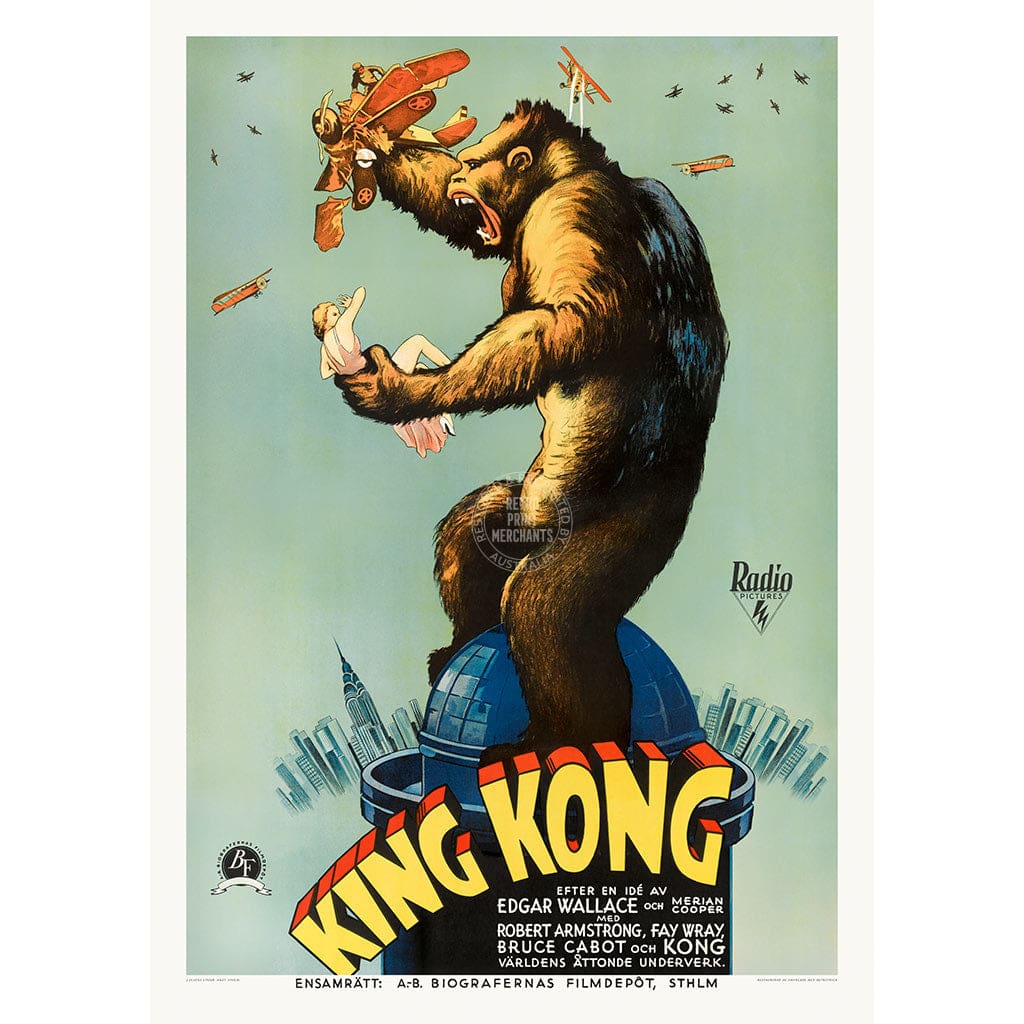 KING KONG 1933 | SWEDEN A2 | 420 x 594mm | 16.5 x 23.4 inches / Unframed Print Print Art