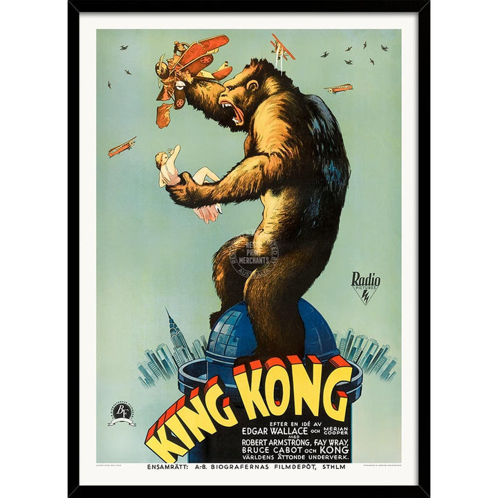 KING KONG 1933 | SWEDEN A3 | 297 x 420mm | 11.7 x 16.5 inches / Framed Print: Black Timber Print Art