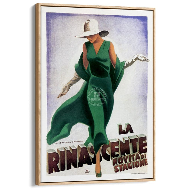 La Rinascente 1930 | Italy A3 297 X 420Mm 11.7 16.5 Inches / Canvas Floating Frame - Natural Oak