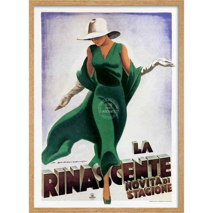 La Rinascente 1930 | Italy A3 297 X 420Mm 11.7 16.5 Inches / Framed Print - Natural Oak Timber Art