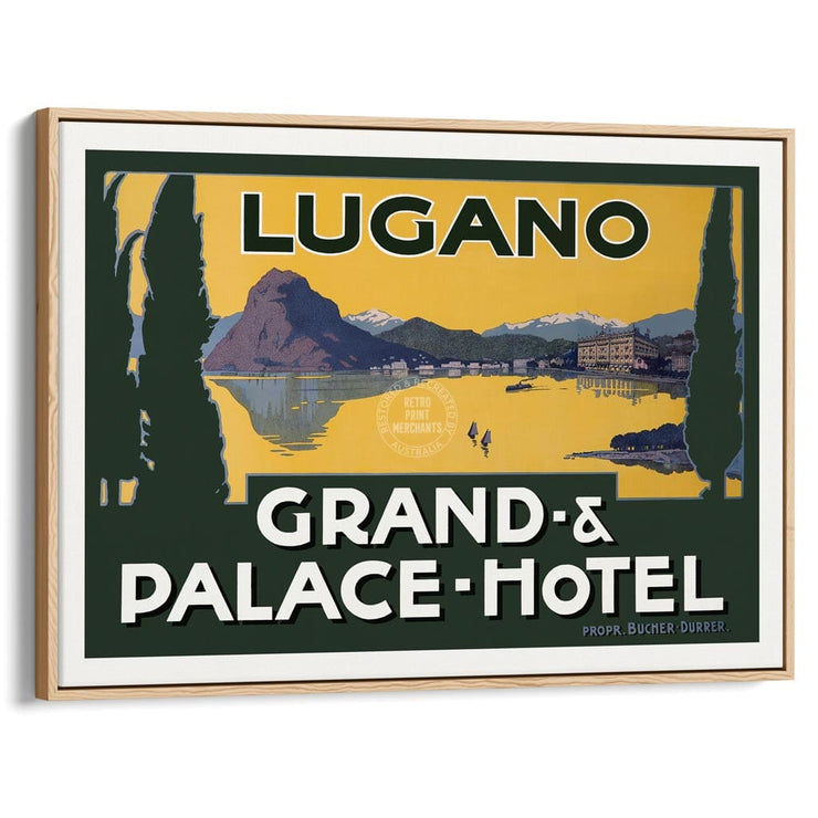 Lake Lugano | Switzerland & Italy A3 297 X 420Mm 11.7 16.5 Inches / Canvas Floating Frame - Natural