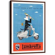 Lambretta Scooters | Italy A4 210 X 297Mm 8.3 11.7 Inches / Canvas Floating Frame: Chocolate Oak