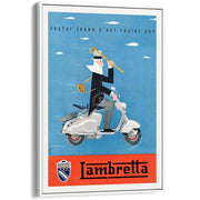 Lambretta Scooters | Italy A4 210 X 297Mm 8.3 11.7 Inches / Canvas Floating Frame: White Timber