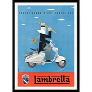 Lambretta Scooters | Italy A4 210 X 297Mm 8.3 11.7 Inches / Framed Print: Black Timber Print Art