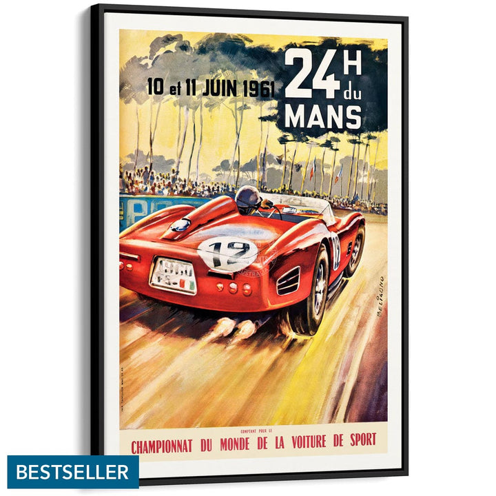 LE MANS 1961 | FRANCE A3 | 297 x 420mm | 11.7 x 16.5 inches / Canvas Floating Frame: Black Timber Print Art