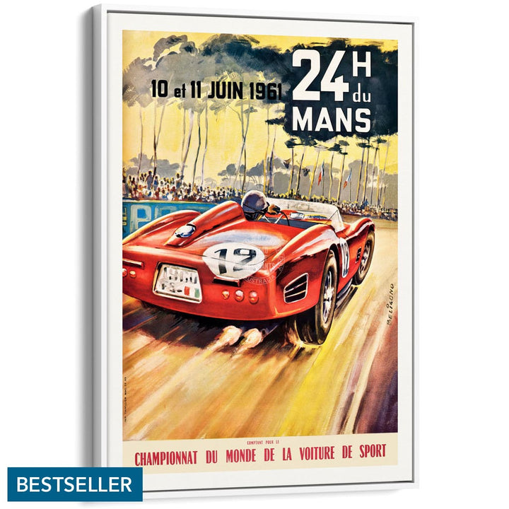 LE MANS 1961 | FRANCE A3 | 297 x 420mm | 11.7 x 16.5 inches / Canvas Floating Frame: White Timber Print Art