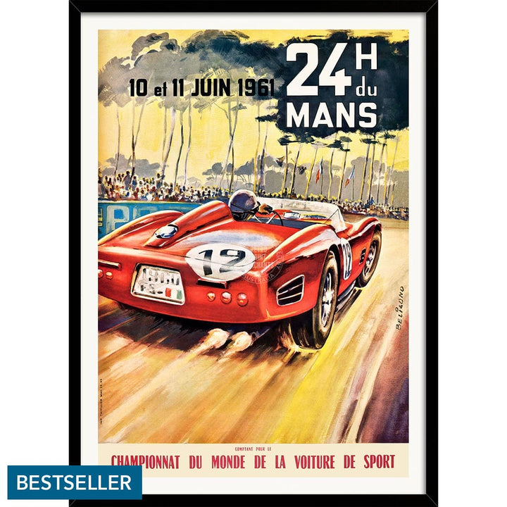 LE MANS 1961 | FRANCE A3 | 297 x 420mm | 11.7 x 16.5 inches / Framed Print: Black Timber Print Art