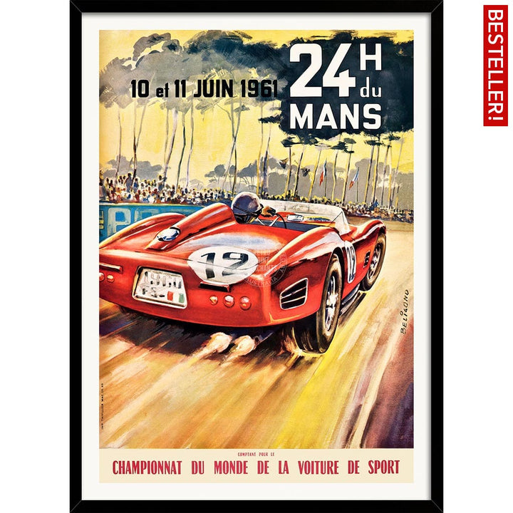 LE MANS 1961 | FRANCE A3 | 297 x 420mm | 11.7 x 16.5 inches / Framed Print: Black Timber Print Art