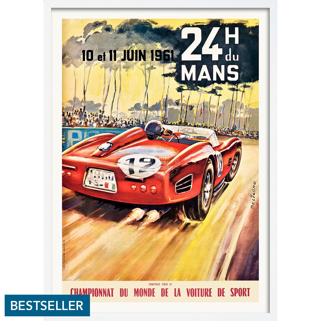 LE MANS 1961 | FRANCE A3 | 297 x 420mm | 11.7 x 16.5 inches / Framed Print: White Timber Print Art