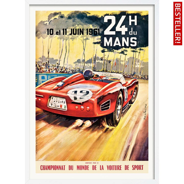 LE MANS 1961 | FRANCE A3 | 297 x 420mm | 11.7 x 16.5 inches / Framed Print: White Timber Print Art