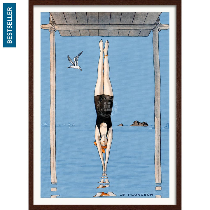 LE PLONGEON 1918 | FRANCE A3 | 297 x 420mm | 11.7 x 16.5 inches / Framed Print: Chocolate Oak Timber Print Art