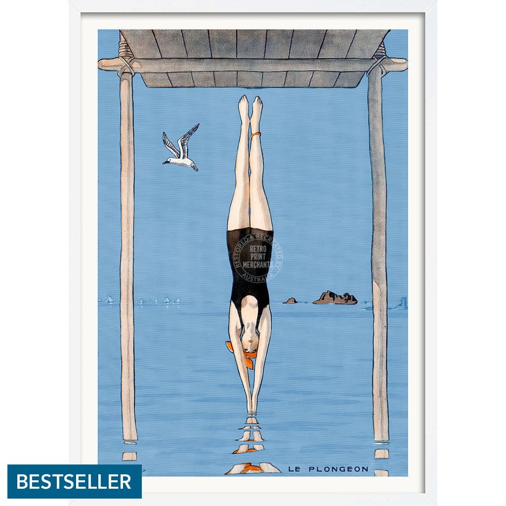 LE PLONGEON 1918 | FRANCE A3 | 297 x 420mm | 11.7 x 16.5 inches / Framed Print: White Timber Print Art