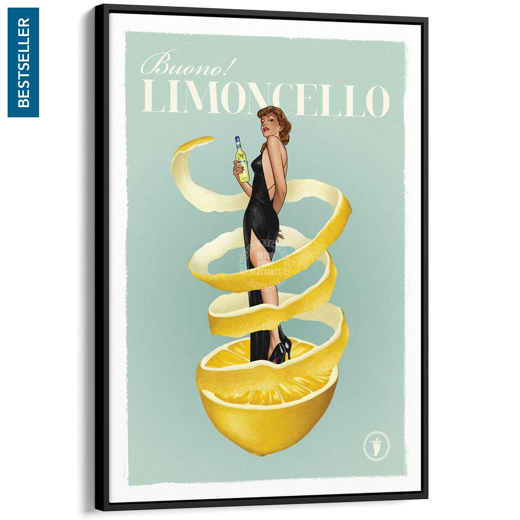 LIMONCELLO | WORLDWIDE A3 | 297 x 420mm | 11.7 x 16.5 inches / Canvas Floating Frame: Black Timber Print Art