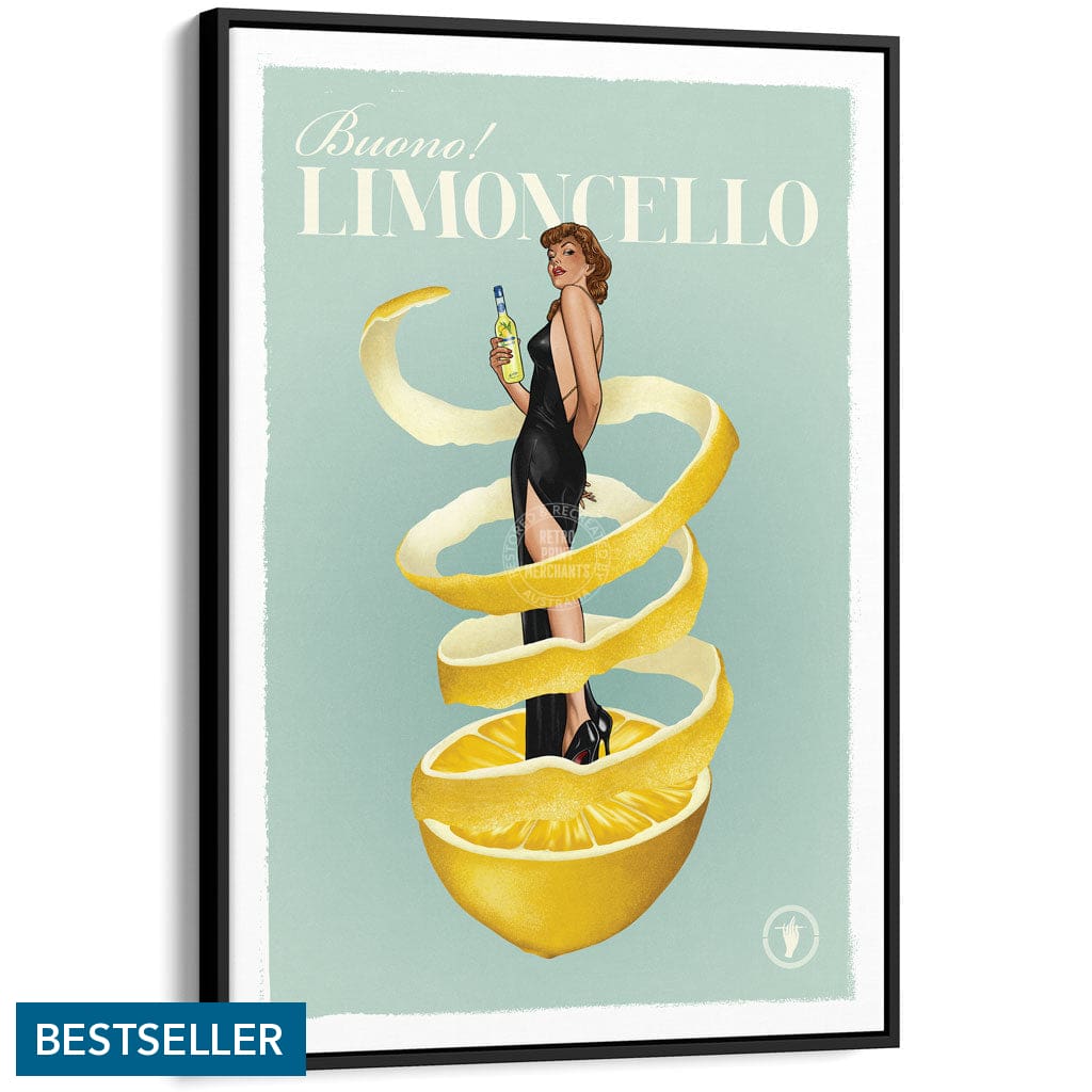 LIMONCELLO | WORLDWIDE A3 | 297 x 420mm | 11.7 x 16.5 inches / Canvas Floating Frame: Black Timber Print Art