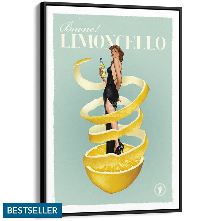LIMONCELLO | WORLDWIDE A3 | 297 x 420mm | 11.7 x 16.5 inches / Canvas Floating Frame: Black Timber Print Art