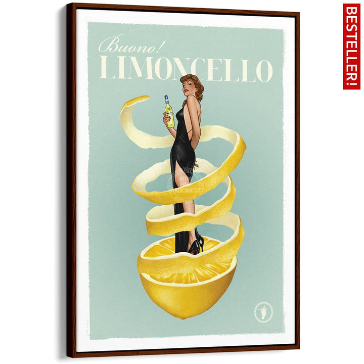 LIMONCELLO | WORLDWIDE A3 | 297 x 420mm | 11.7 x 16.5 inches / Canvas Floating Frame: Chocolate Oak Timber Print Art