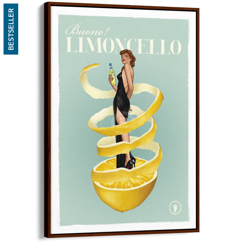 LIMONCELLO | WORLDWIDE A3 | 297 x 420mm | 11.7 x 16.5 inches / Canvas Floating Frame: Chocolate Oak Timber Print Art