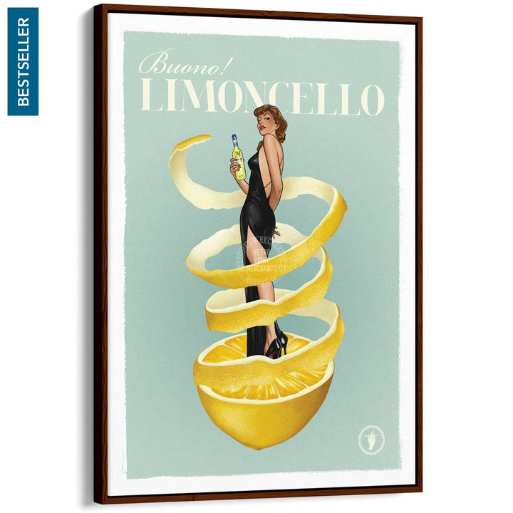 LIMONCELLO | WORLDWIDE A3 | 297 x 420mm | 11.7 x 16.5 inches / Canvas Floating Frame: Chocolate Oak Timber Print Art