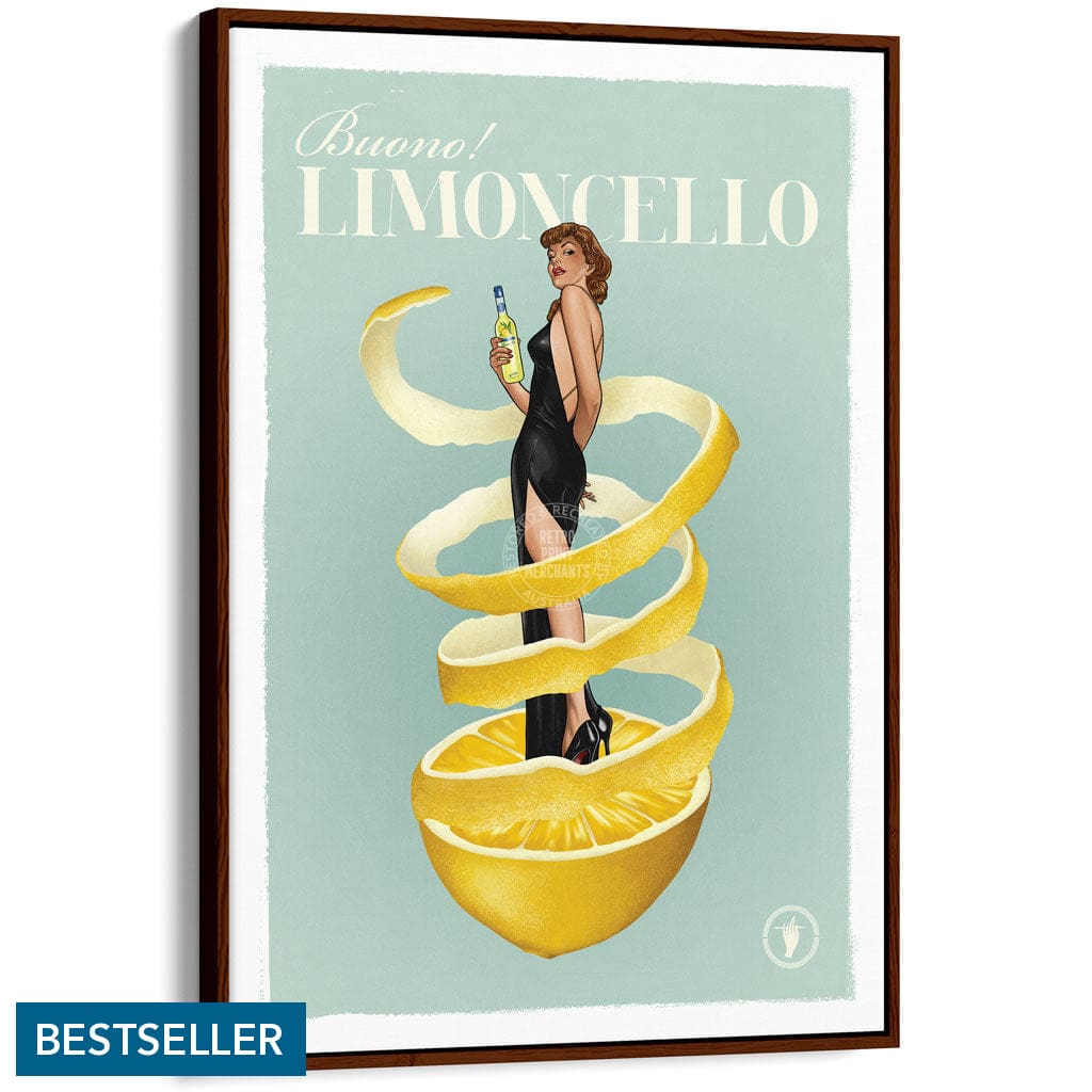 LIMONCELLO | WORLDWIDE A3 | 297 x 420mm | 11.7 x 16.5 inches / Canvas Floating Frame: Chocolate Oak Timber Print Art