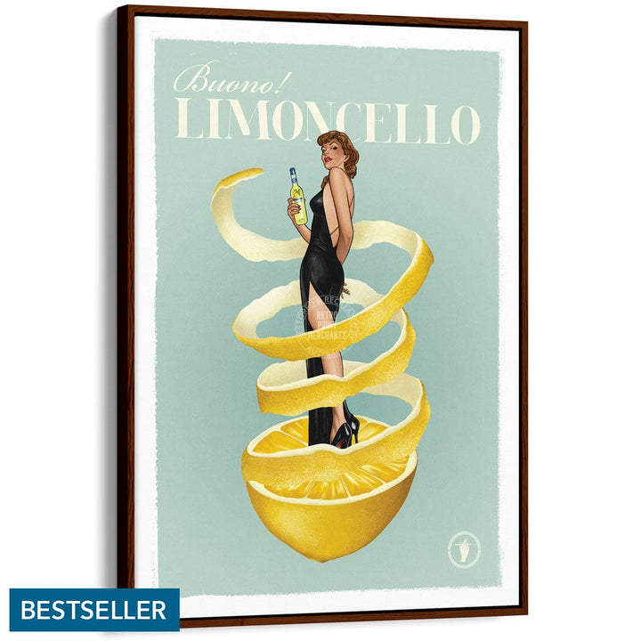 LIMONCELLO | WORLDWIDE A3 | 297 x 420mm | 11.7 x 16.5 inches / Canvas Floating Frame: Chocolate Oak Timber Print Art
