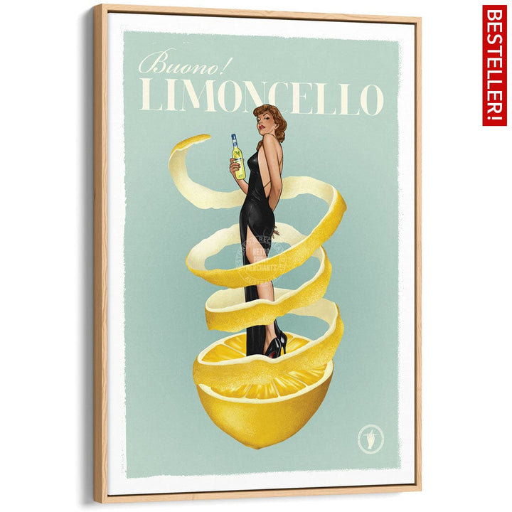 LIMONCELLO | WORLDWIDE A3 | 297 x 420mm | 11.7 x 16.5 inches / Canvas Floating Frame: Natural Oak Timber Print Art