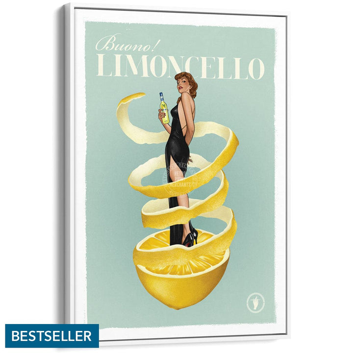 LIMONCELLO | WORLDWIDE A3 | 297 x 420mm | 11.7 x 16.5 inches / Canvas Floating Frame: White Timber Print Art