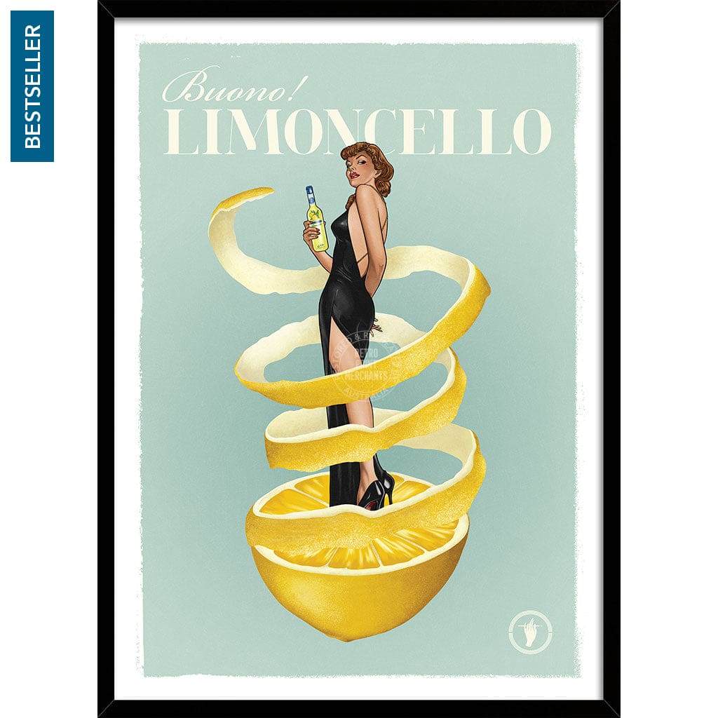 LIMONCELLO | WORLDWIDE A3 | 297 x 420mm | 11.7 x 16.5 inches / Framed Print: Black Timber Print Art