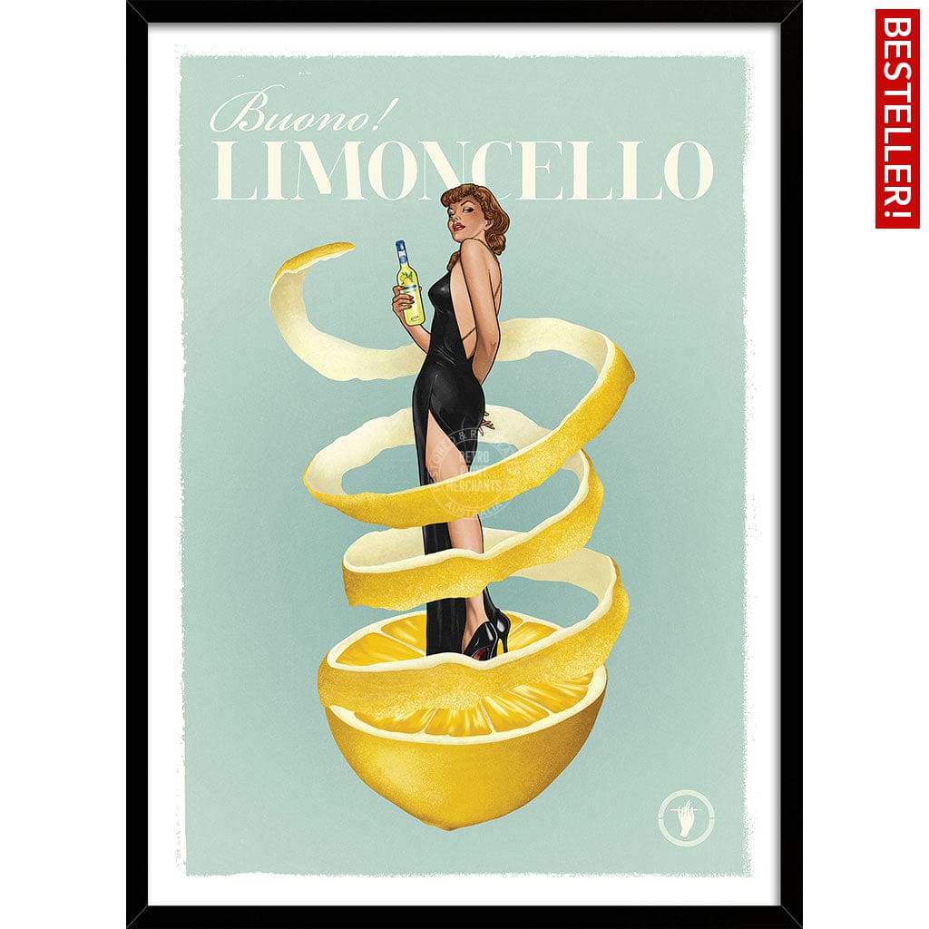 LIMONCELLO | WORLDWIDE A3 | 297 x 420mm | 11.7 x 16.5 inches / Framed Print: Black Timber Print Art
