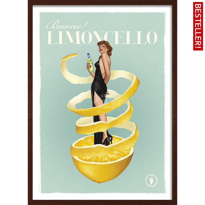 LIMONCELLO | WORLDWIDE A3 | 297 x 420mm | 11.7 x 16.5 inches / Framed Print: Chocolate Oak Timber Print Art