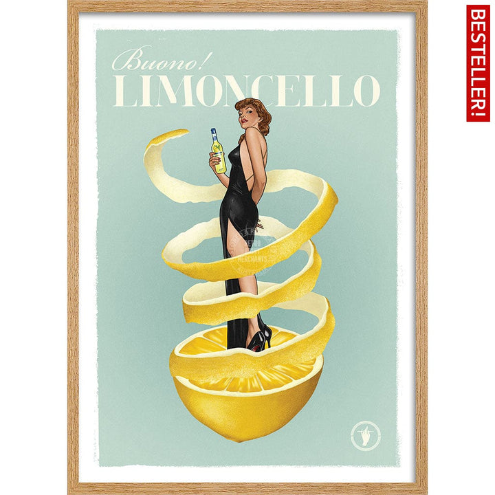 LIMONCELLO | WORLDWIDE A3 | 297 x 420mm | 11.7 x 16.5 inches / Framed Print: Natural Oak Timber Print Art