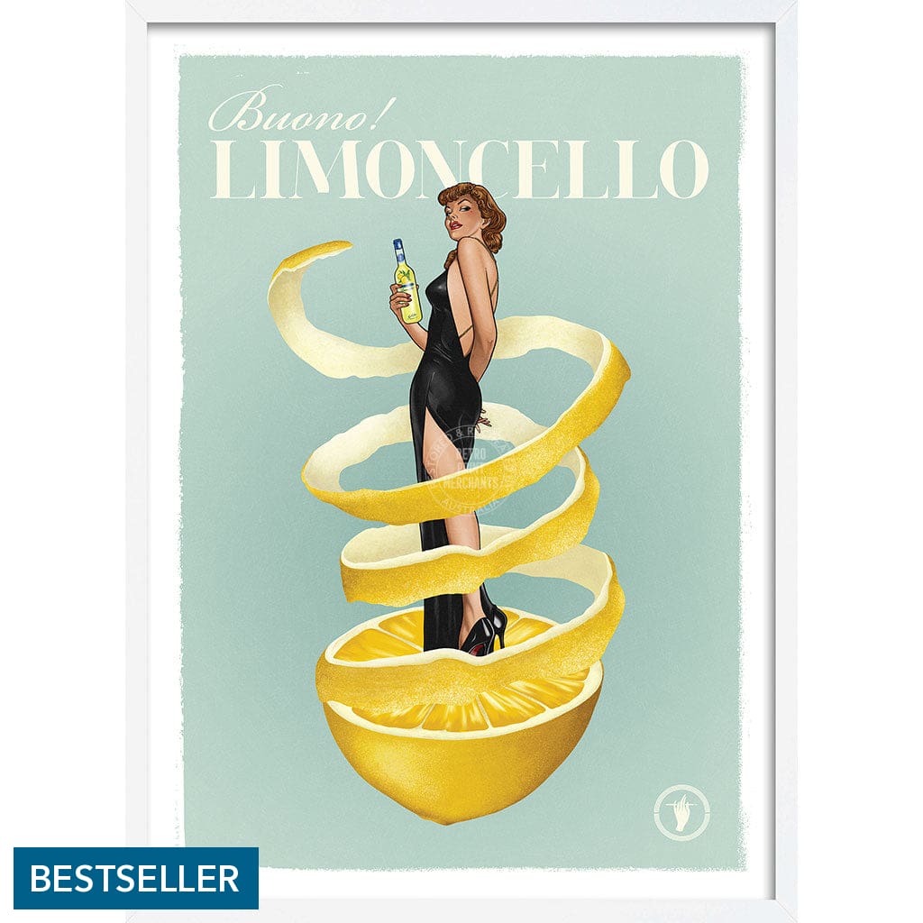 LIMONCELLO | WORLDWIDE A3 | 297 x 420mm | 11.7 x 16.5 inches / Framed Print: White Timber Print Art