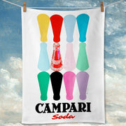 Linen Tea Towel | Campari Colourful Bottles Linen Tea Towel