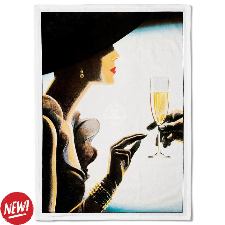 Linen Tea Towel | Champagne Woman Linen Tea Towel