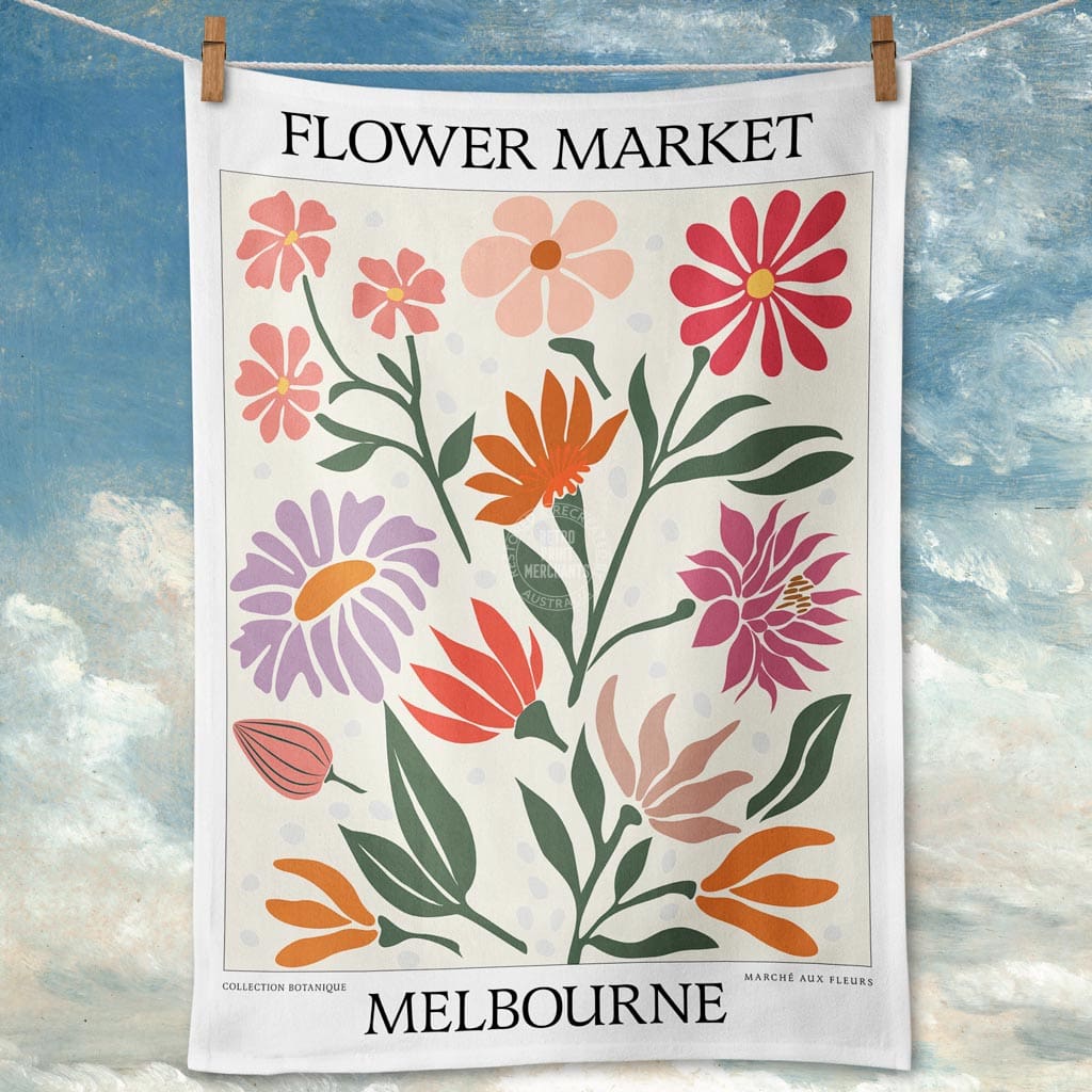 Linen Tea Towel | Flower Market Melbourne Linen Tea Towel