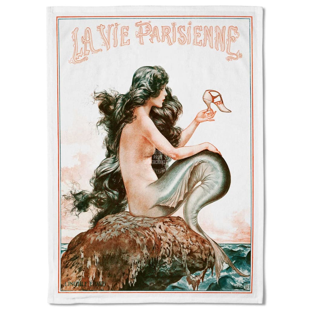 Linen Tea Towel | French Mermaid Linen Tea Towel