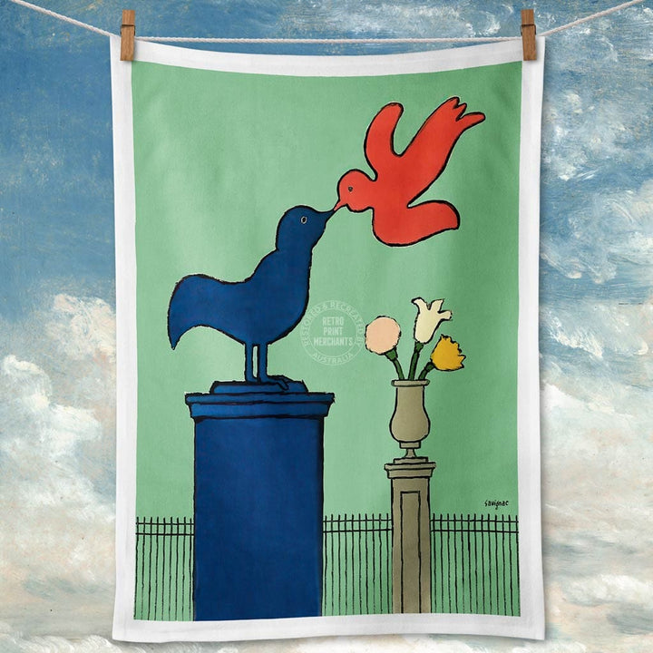 Linen Tea Towel | Lovebirds Linen Tea Towel