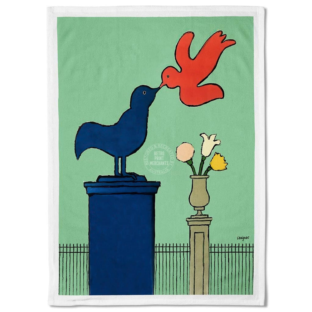 Linen Tea Towel | Lovebirds Linen Tea Towel
