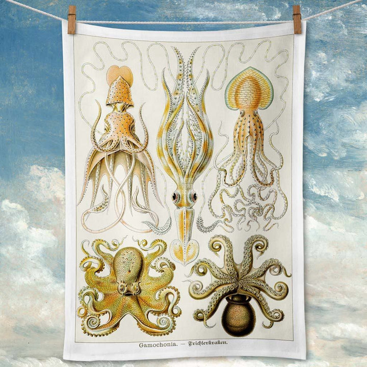 Available Mid July - Linen Tea Towel | Octopus Gamochonia Linen Tea Towel