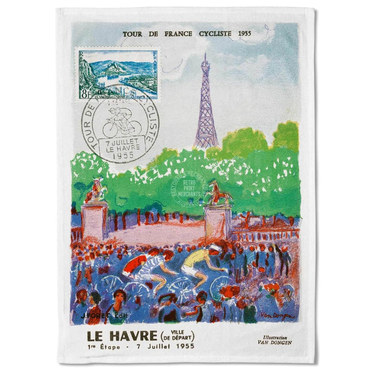 Linen Tea Towel | Tour De France 1955 Linen Tea Towel