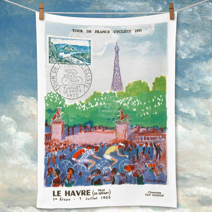 Linen Tea Towel | Tour De France 1955 Linen Tea Towel